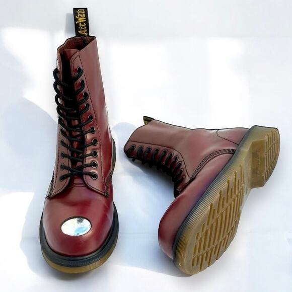 Dr. Doc Martens Maine 6.5 Exposed Steel Toe Cherry Red Smooth Leather
Boots UK4 - Picture 1 of 13